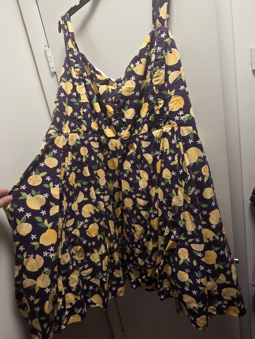 Custom-Made Lemon Print Purple Sundress 5X